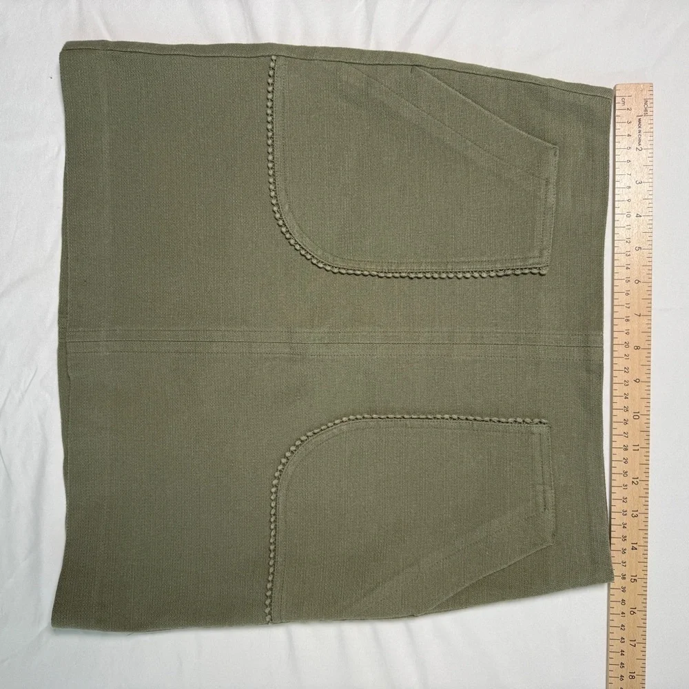 LOFT Outlet Olive Mini Skirt Size 4 Patch Pockets Picot Trim Textured Weave